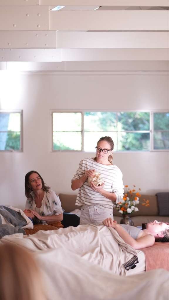 Teaching in the room during the retreat